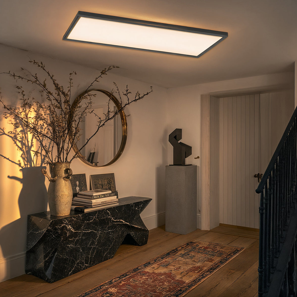 Svart IP44 LED Taklampa 58 cm – Badrumsbelysning, Dimbar