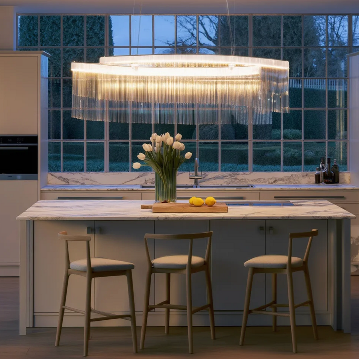 Förkromad Tassel Pendellampa 90/100 cm – LED, Matbord & Matplats
