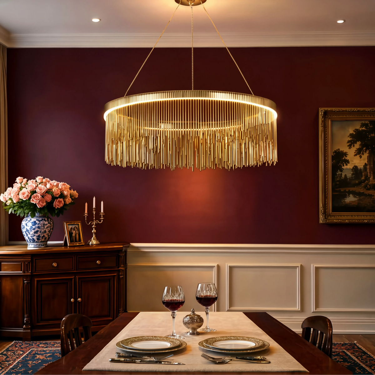 Förkromad Tassel Ring LED Pendellampa – Modern Dekorativ Belysning