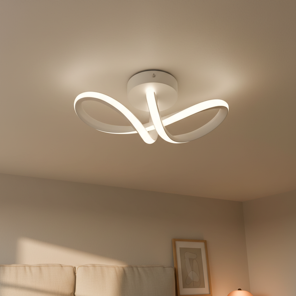Böjd LED Taklampa i Aluminium – 20W, Varmvit 3000K, Modern Belysning