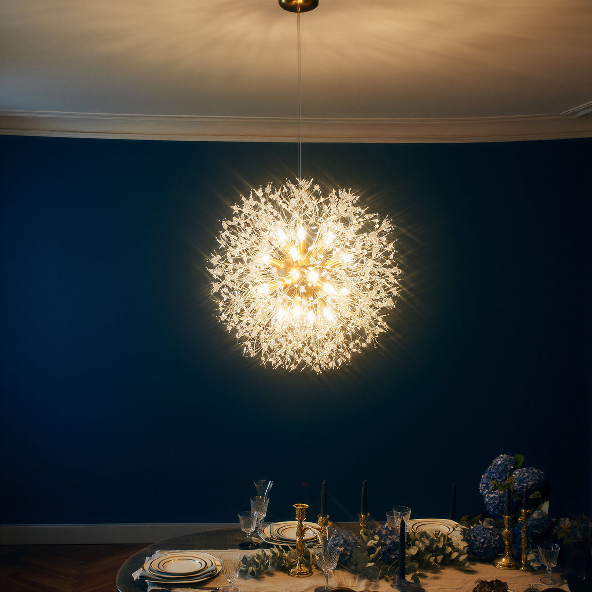 Maskros Kristallpendel 60 cm – G9, Kristallbelysning, Elegant Taklampa