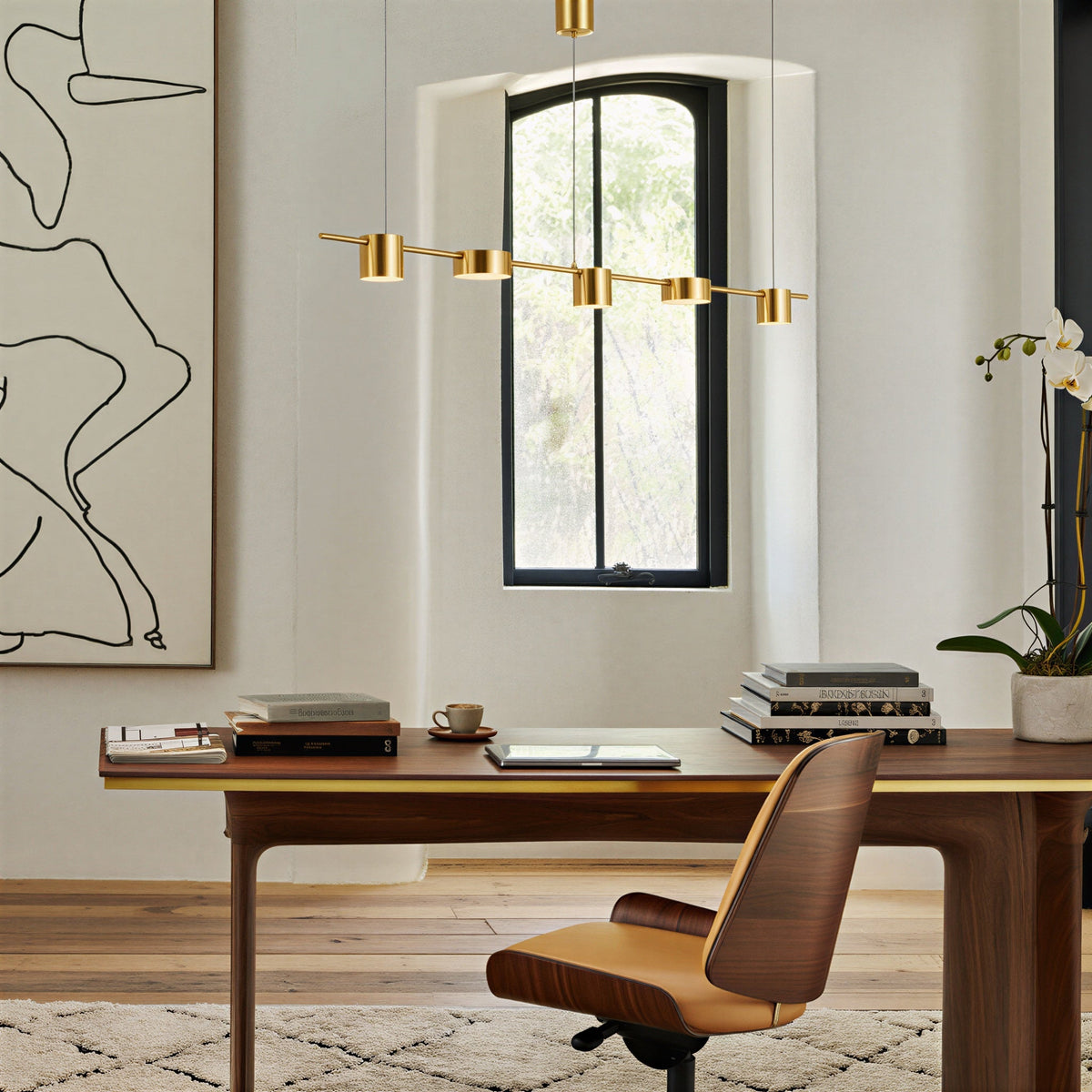 Guldfärgad Linjär LED Pendellampa 125 cm – Kök & Matplats, Modern Belysning