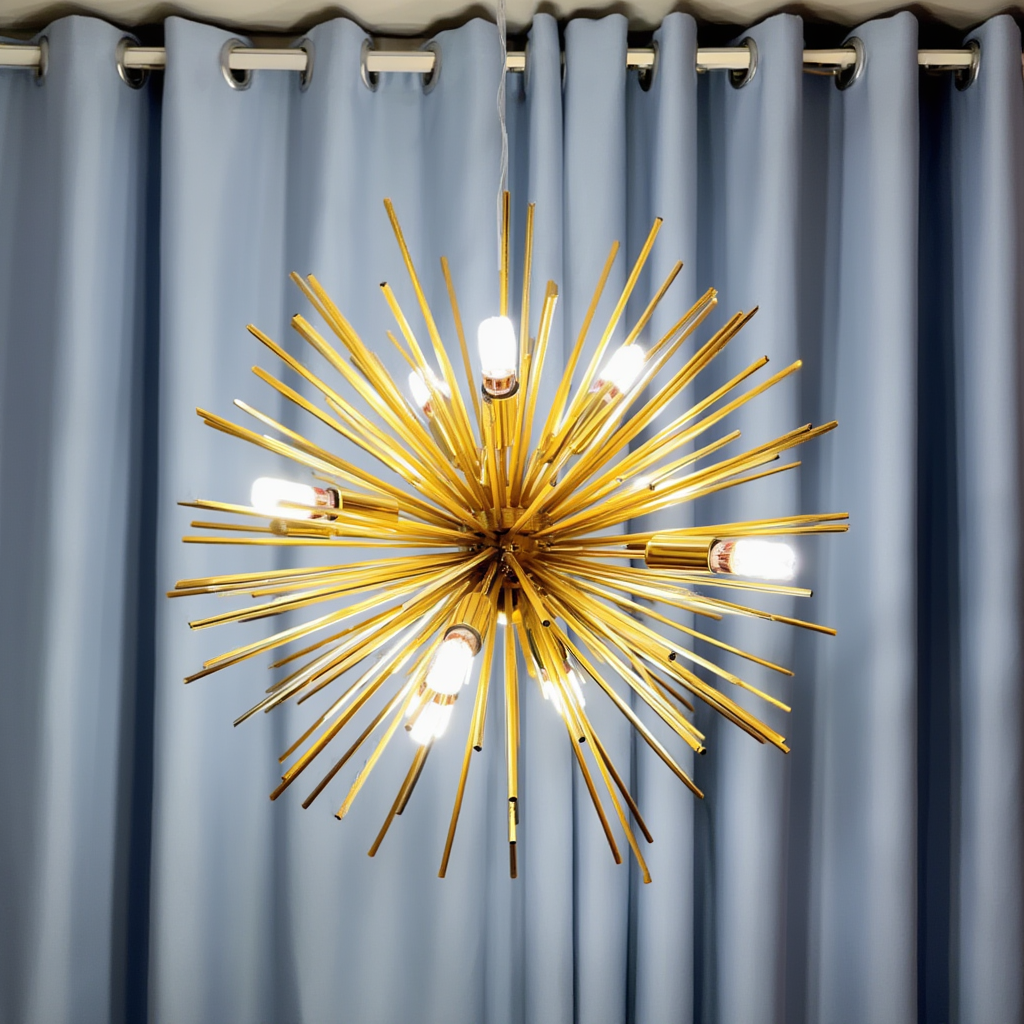 Guldfärgad Sputnik Ljuskrona – 9 G9 Ljuskällor, Modern Design