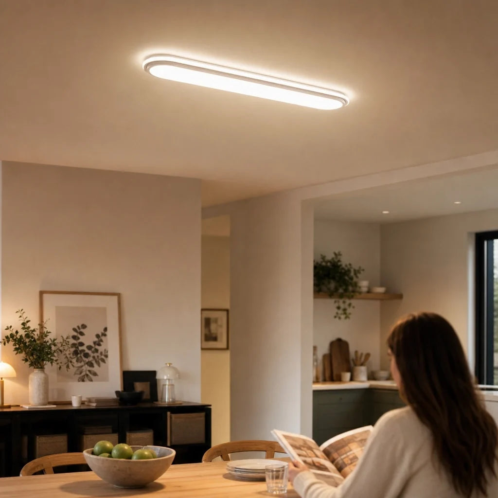 Vit Linjär LED Taklampa 60 cm – Dimbar, Fjärrkontroll, Modern Belysning