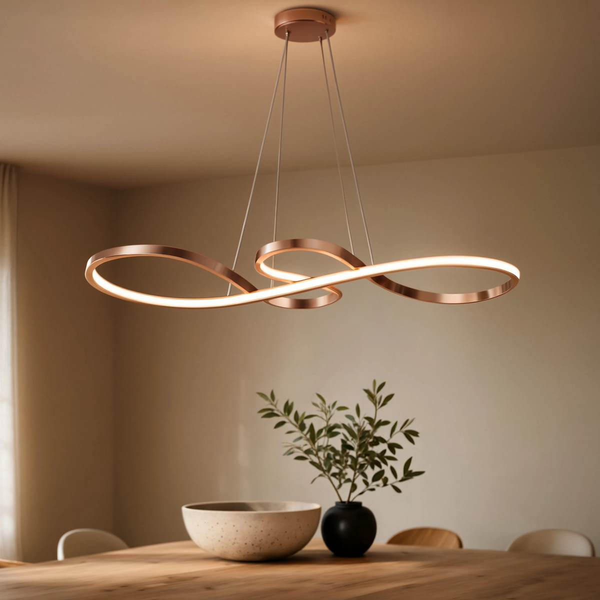 Guld eller Svart Wave Pendellampa – 40W, Dimbar LED, Modern Design