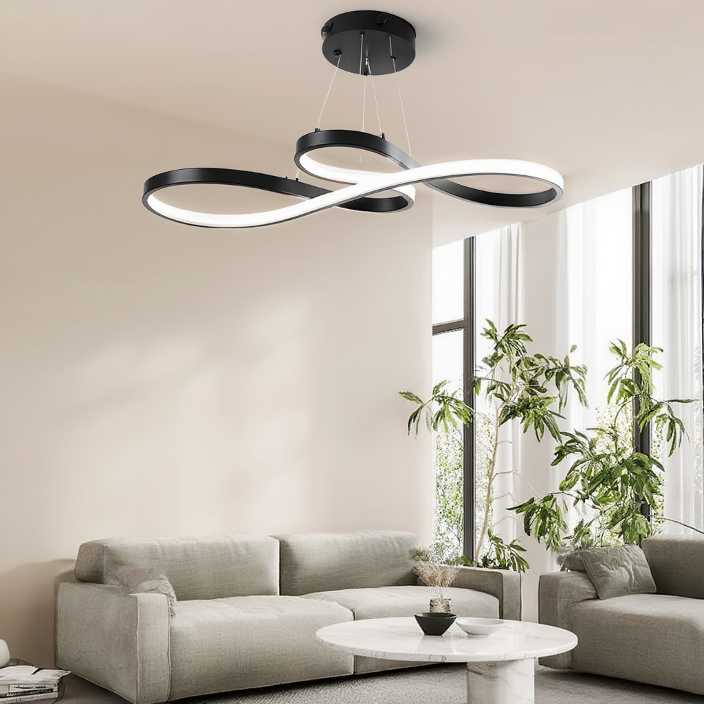 Guld eller Svart Wave Pendellampa – 40W, Dimbar LED, Modern Design