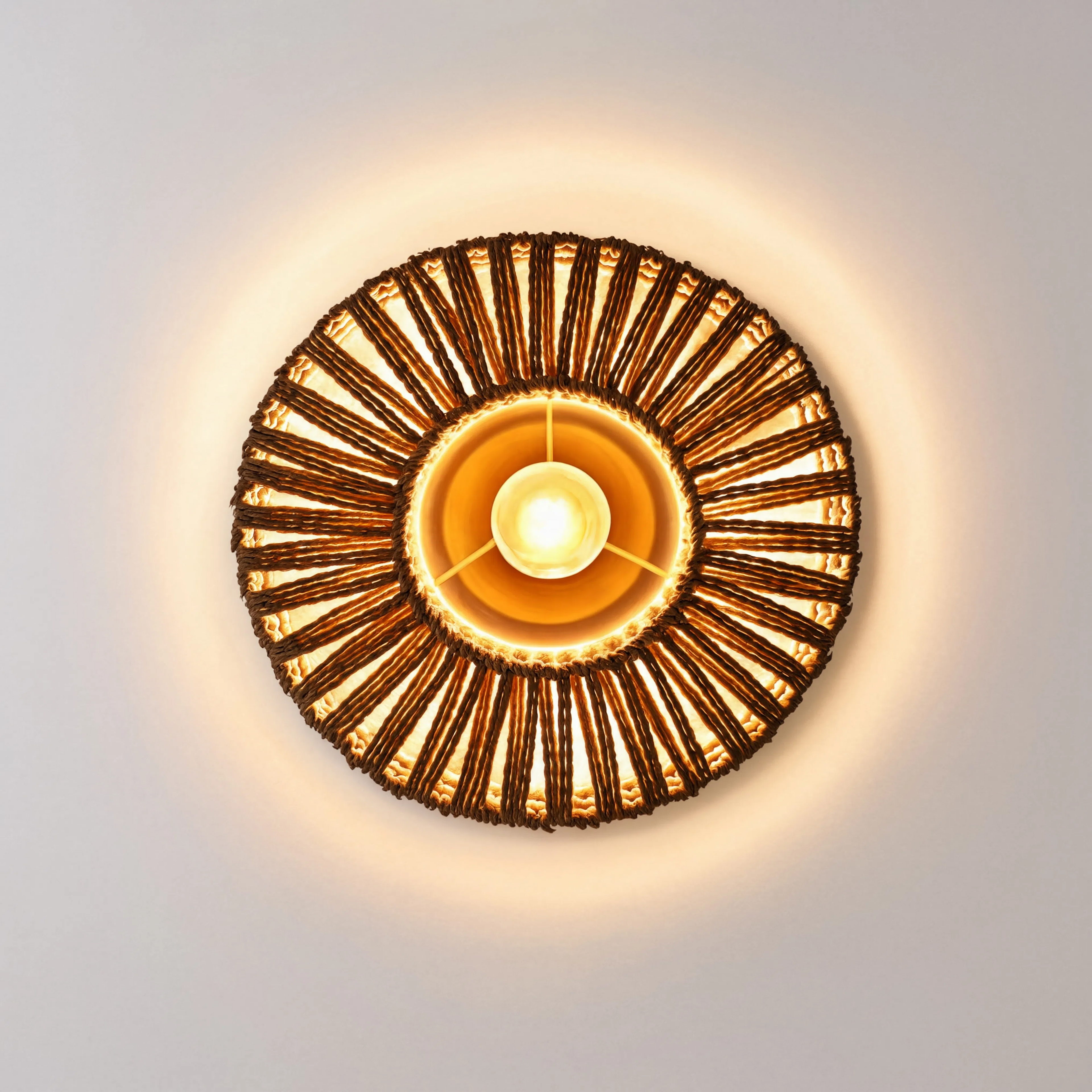 Boho Rattan Taklampa 20 cm – Vintage, E27 LED, Skandinavisk Design