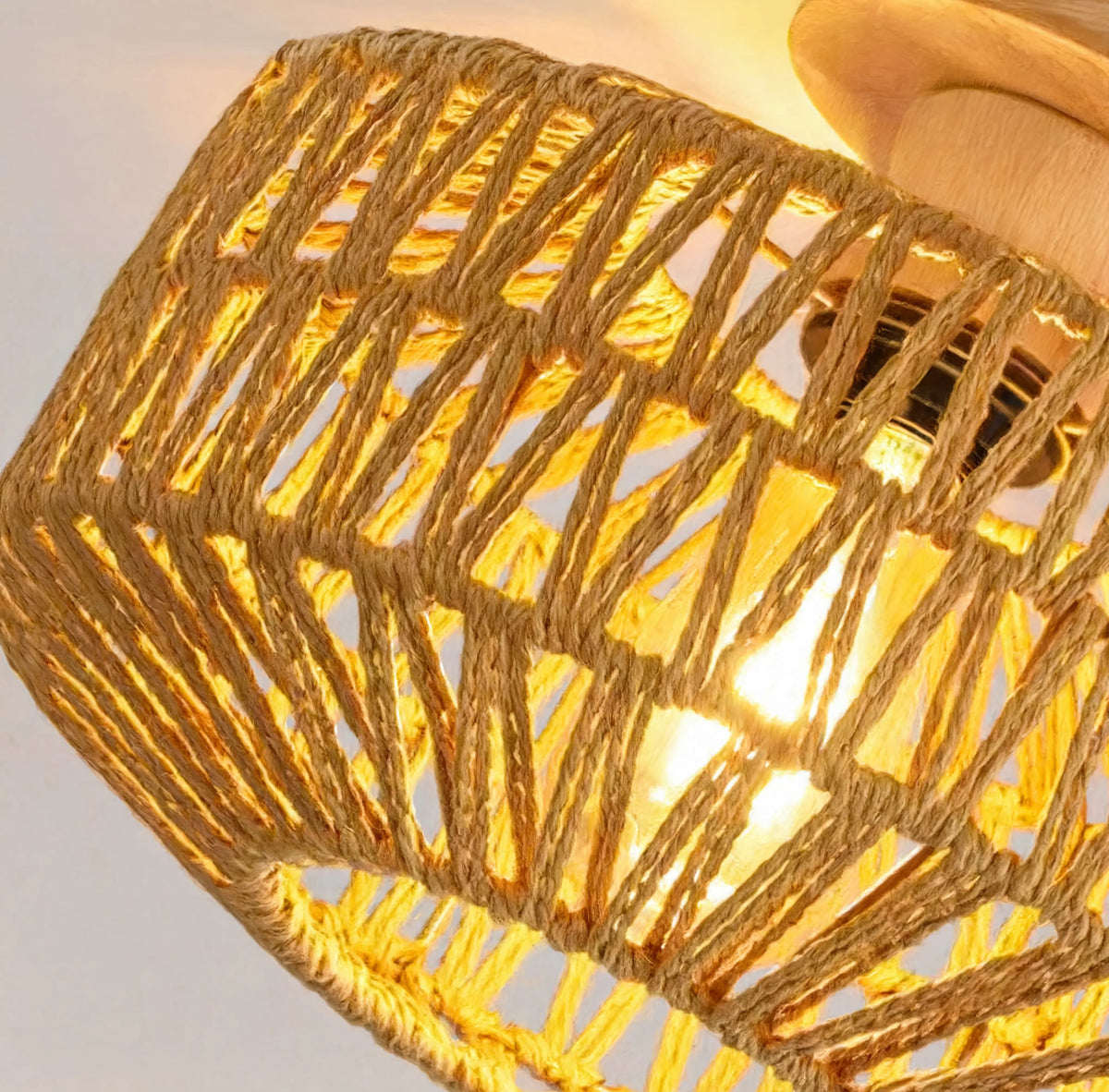 Boho Rattan Taklampa 20 cm – Vintage, E27 LED, Skandinavisk Design