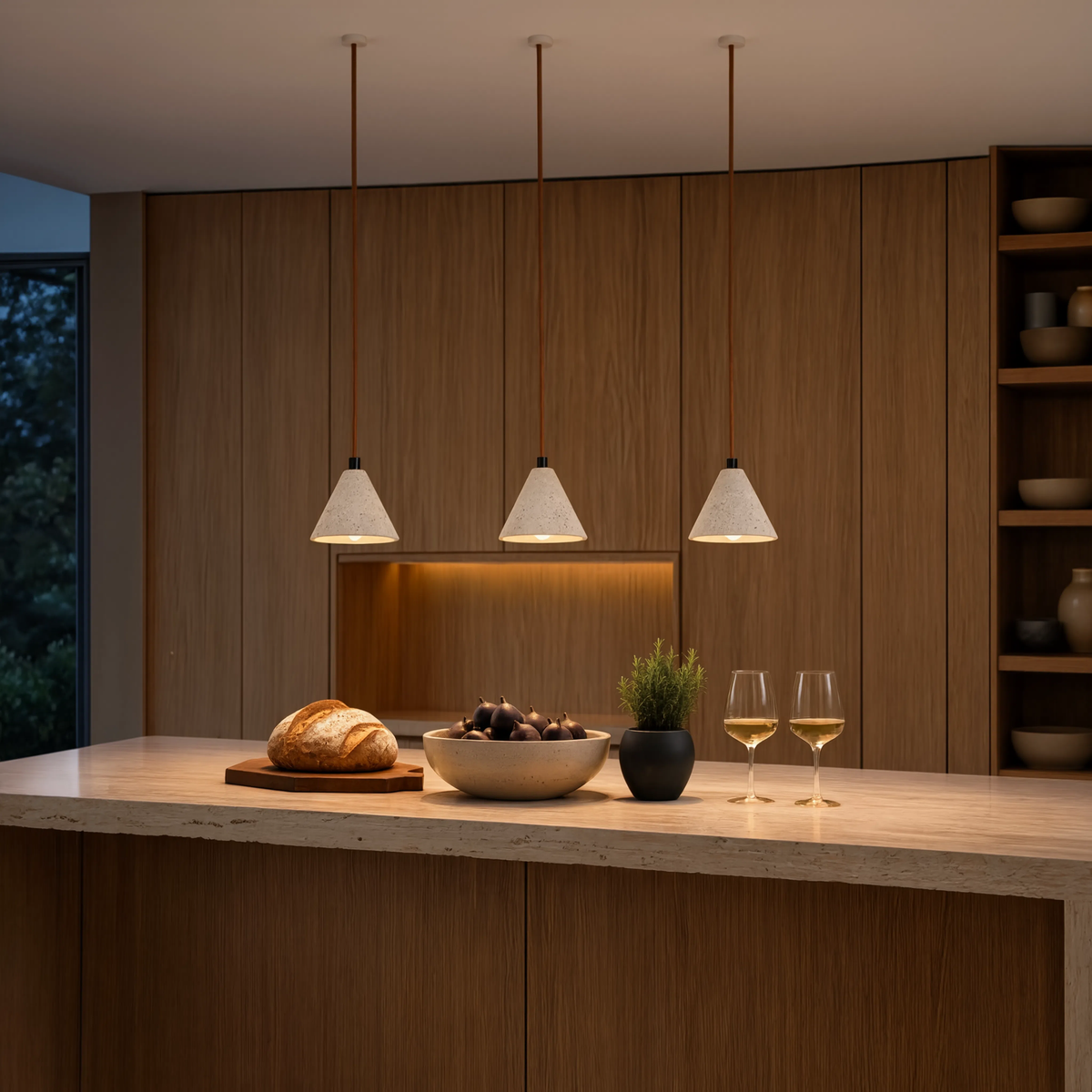 Gul Travertin Konpendel 12 cm – 4W LED, Natursten, Modern Belysning